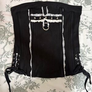 TRIPP NYC Black and White lace studded corset top